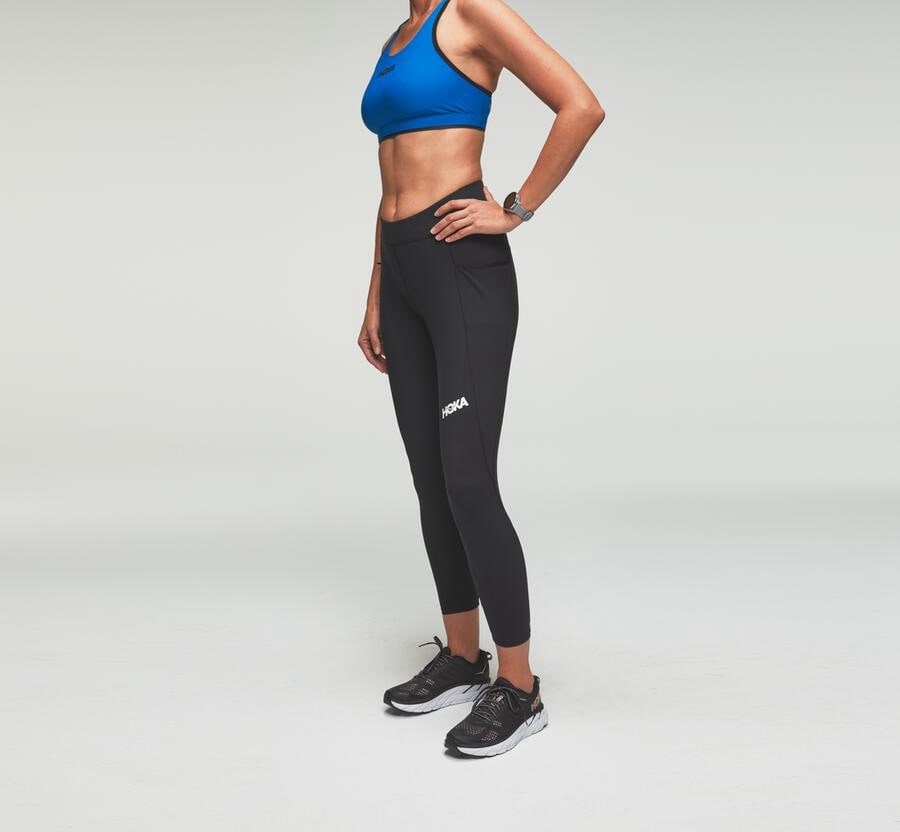 Pantalones Hoka One One Mujer - Performance Crop Tight - Negras - BHJ271594